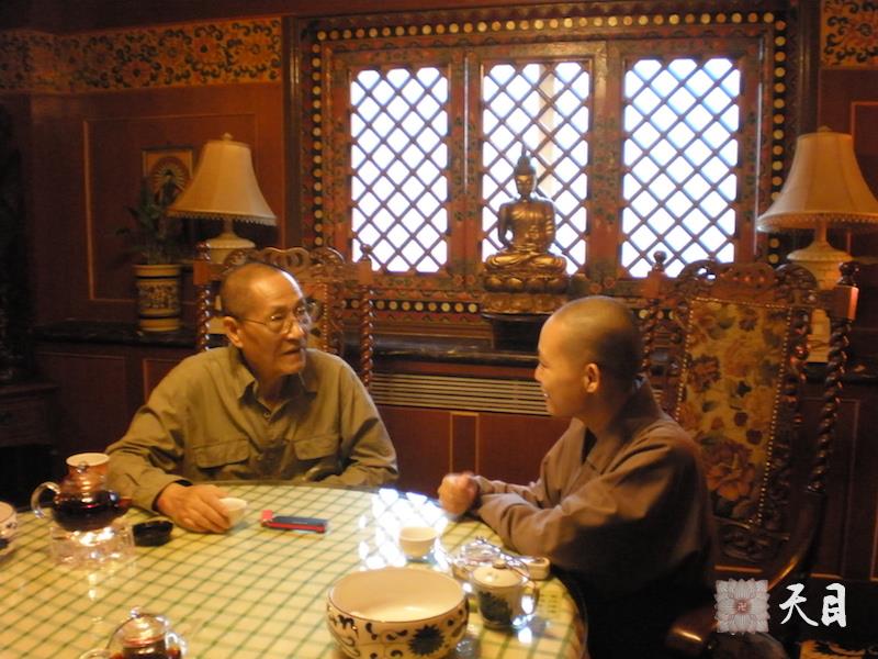 20090919果实法师和果涵居士鲍彤许评修相聚北京露雨轩茶馆